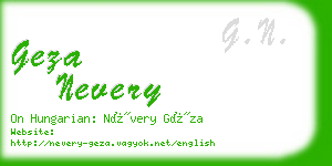 geza nevery business card
